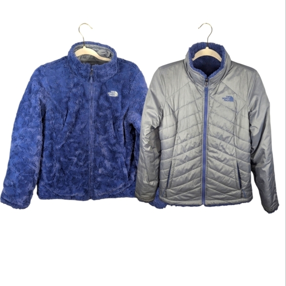 The Northface Face Women’s Reversible Mossbud Jacket Small Gray/Purple winter - Picture 1 of 5